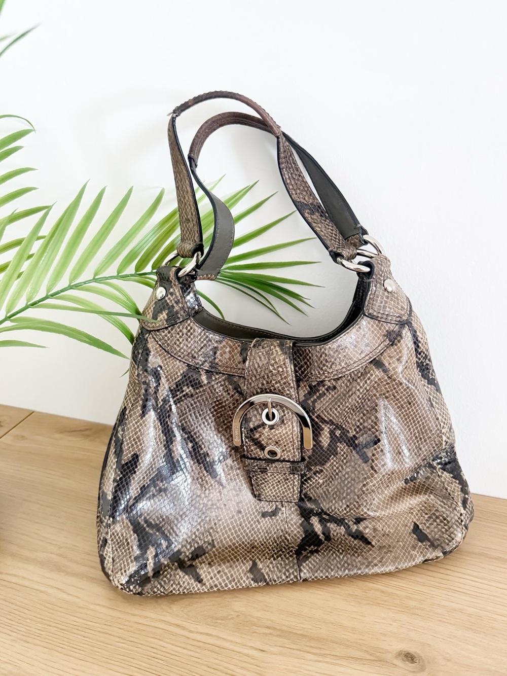 Coach Soho Lynn Faux Python Embossed Hobo Shoulder Bag Purse Vintage Y2K